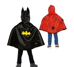 Disfraz o Poncho reversible:Super Héroe Araña y Murciélago Infantil