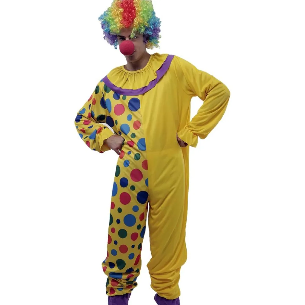 New Kebedo Moda Disfraz Payaso Circo Hombre Mono Enterizo con Lunares Peluca Nariz Fiesta