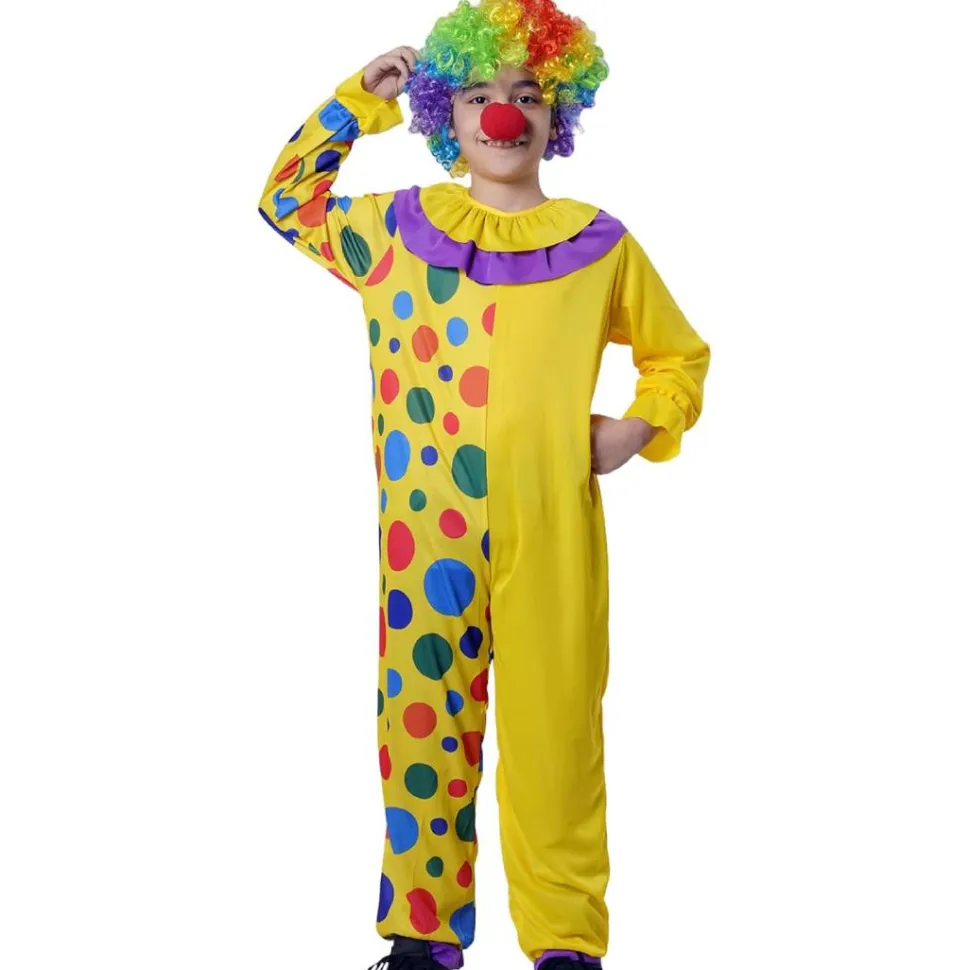 Disfraz Payaso de Circo para niños - Traje de Payaso con Peluca y Nariz