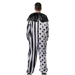 Disfraz Payaso Terror con Mascara Látex Hombre Mono Enterizo Blanco y Negro