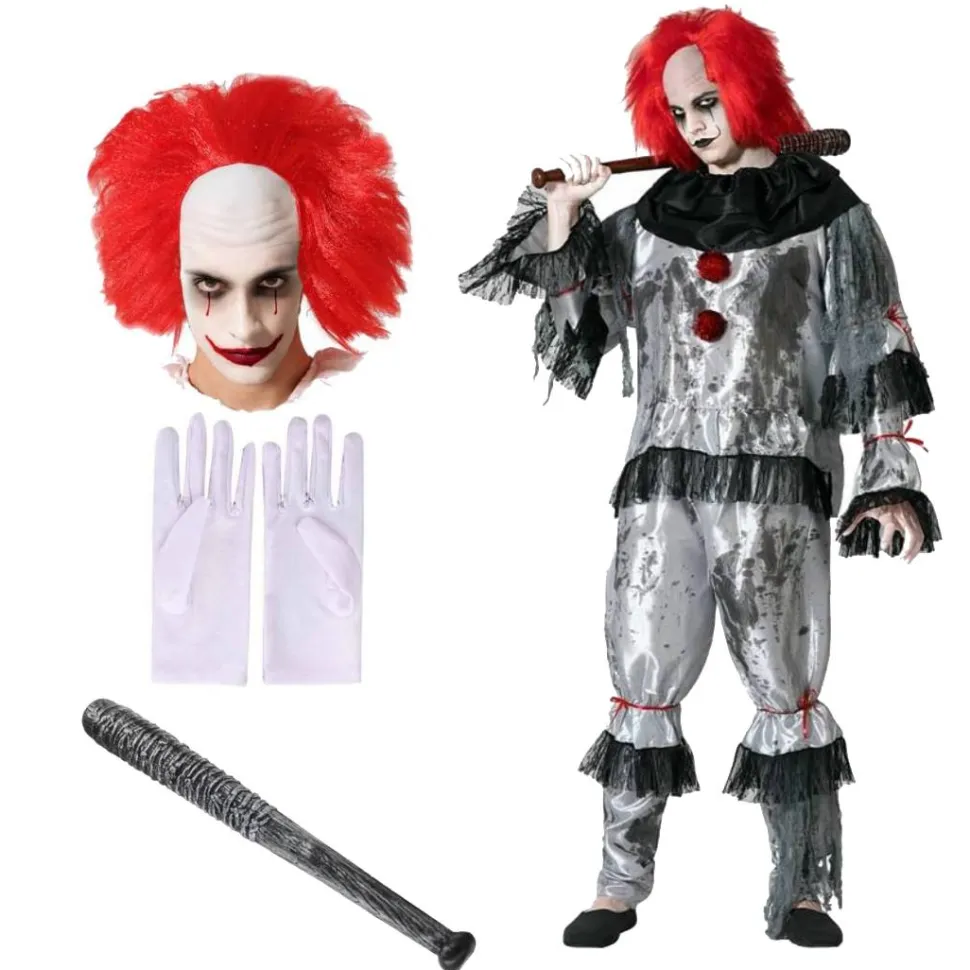 Disfraz Payaso Terror Hombre Adulto IT Pennywise Mono Enterizo Peluca