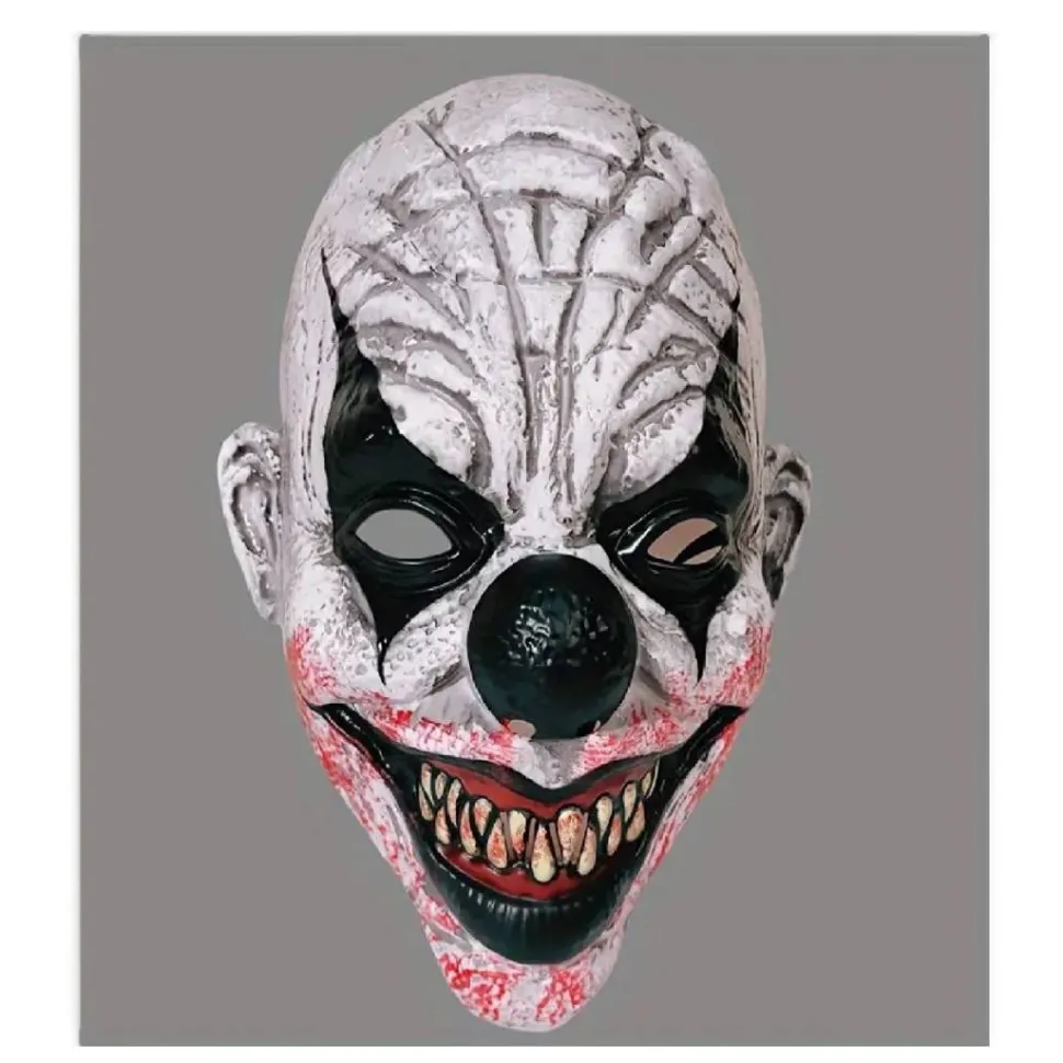 Disfraz Payaso Terror Hombre Mono Blanco Negro con Máscara Guantes