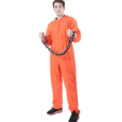 Disfraz Prisionero Naranja Adulto con Grilletes