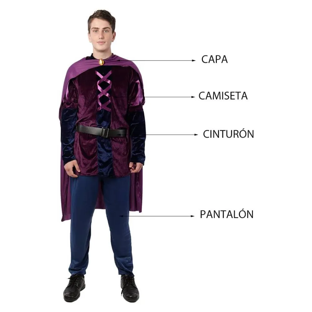 Outlet Kebedo Moda Disfraz Príncipe Lila Vintage Hombre Adulto