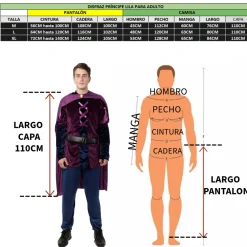 Outlet Kebedo Moda Disfraz Príncipe Lila Vintage Hombre Adulto