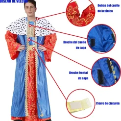 Best Kebedo Moda Disfraz Rey Mago Capa azul Adulto