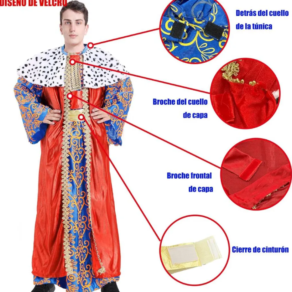 Disfraz Rey Mago Capa roja Adulto