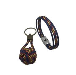Dúo pulsera y llavero bola náutico 4mm azul España