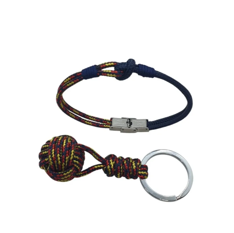Dúo pulsera y llavero cabo náutico 2,8 mm azul España