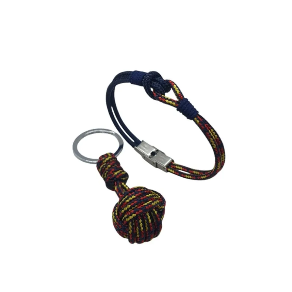 Dúo pulsera y llavero cabo náutico 2,8 mm azul España