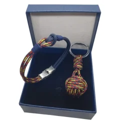Dúo pulsera y llavero cabo náutico 2,8 mm azul España
