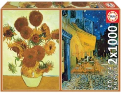 New Educa-Borras Educa Puzzle 2x1000 piezas. Los girasoles + Terraza de café por la noche (Vincent Van Gogh)