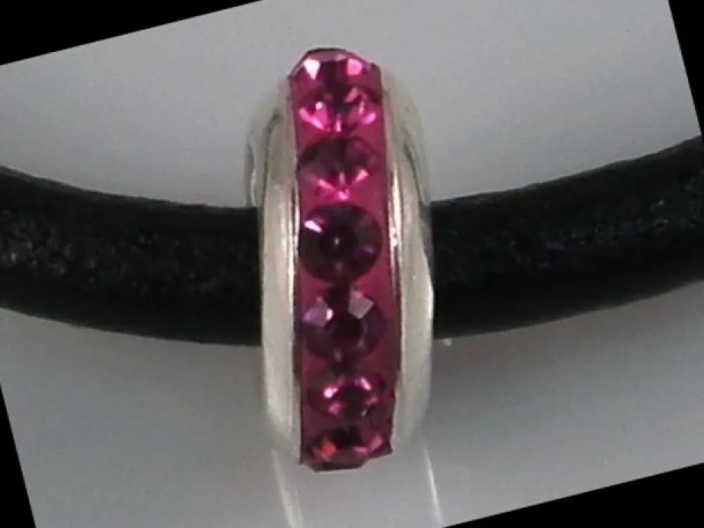 Outlet Entrepieza Fucsia Cristal 1 Y Plata De Ley