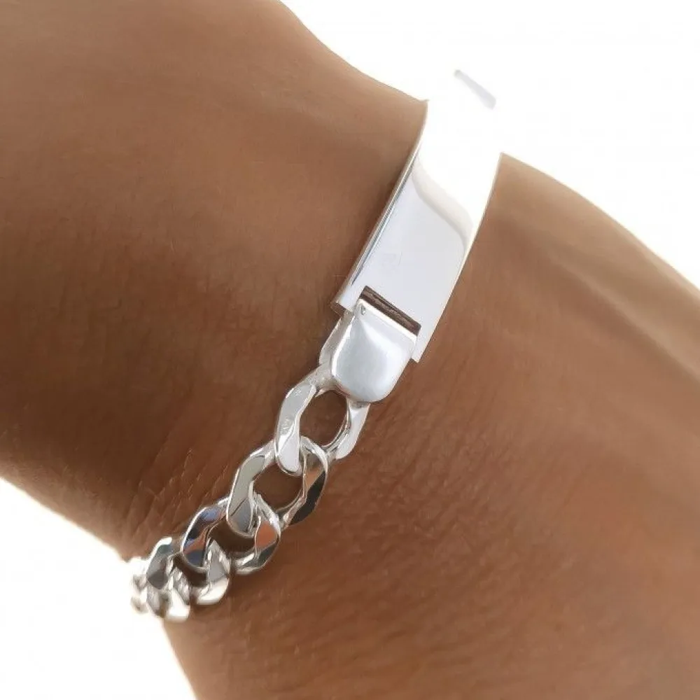 Sale Esclava En Plata De Ley Eslabones Barbados Huecos 19 Cm.