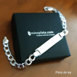 Sale Esclava En Plata De Ley Eslabones Barbados Huecos 19 Cm.