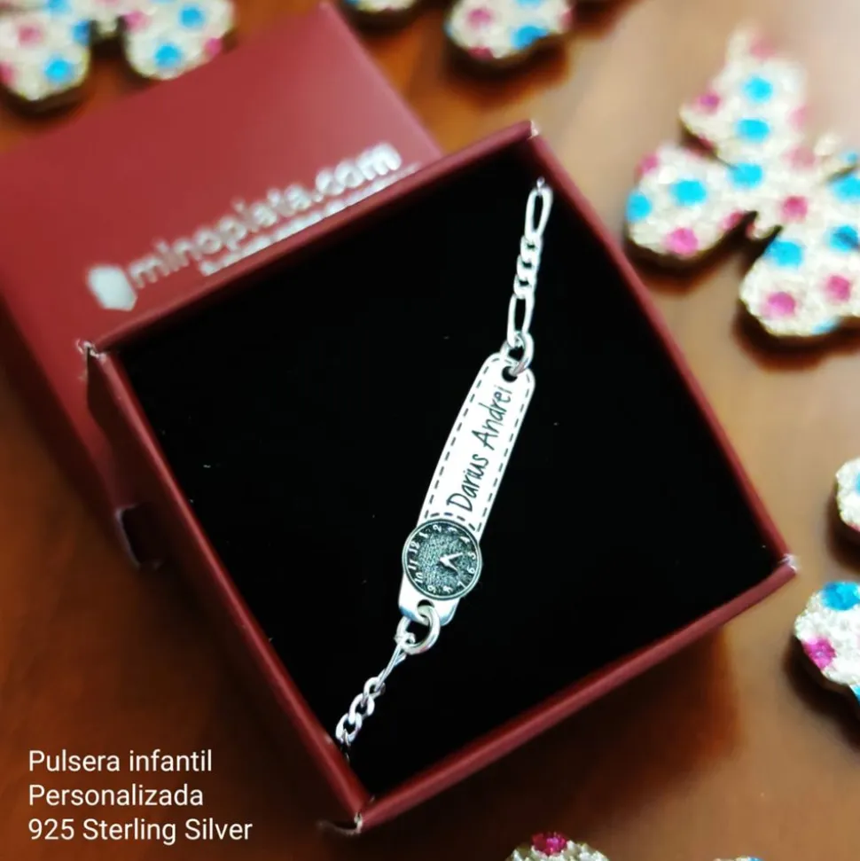 Esclava Infantil Personalizada Reloj De Plata De Ley