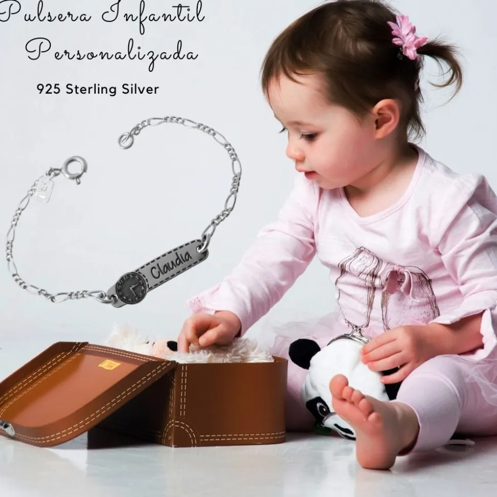 Esclava Infantil Personalizada Reloj De Plata De Ley