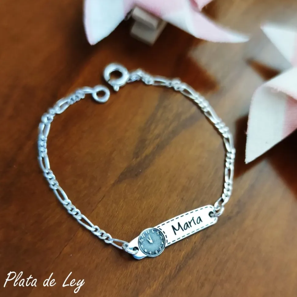 Esclava Infantil Personalizada Reloj De Plata De Ley