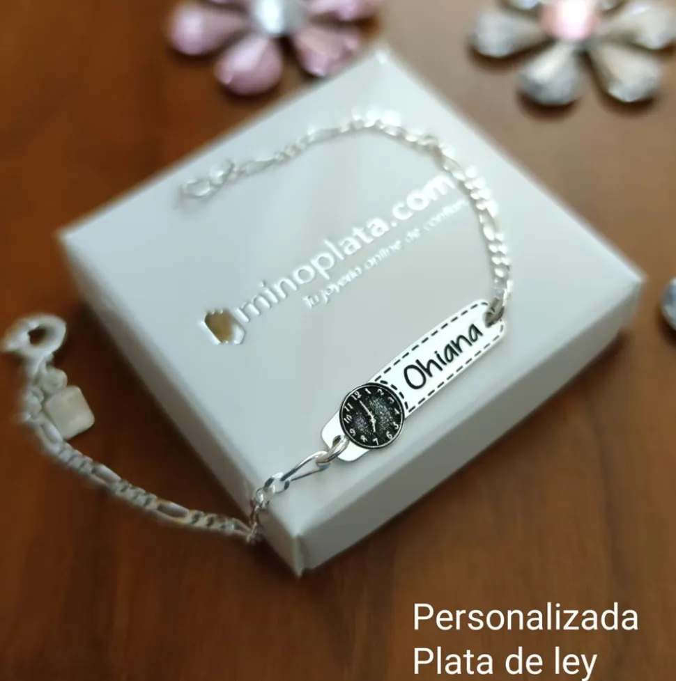 Esclava Infantil Personalizada Reloj De Plata De Ley