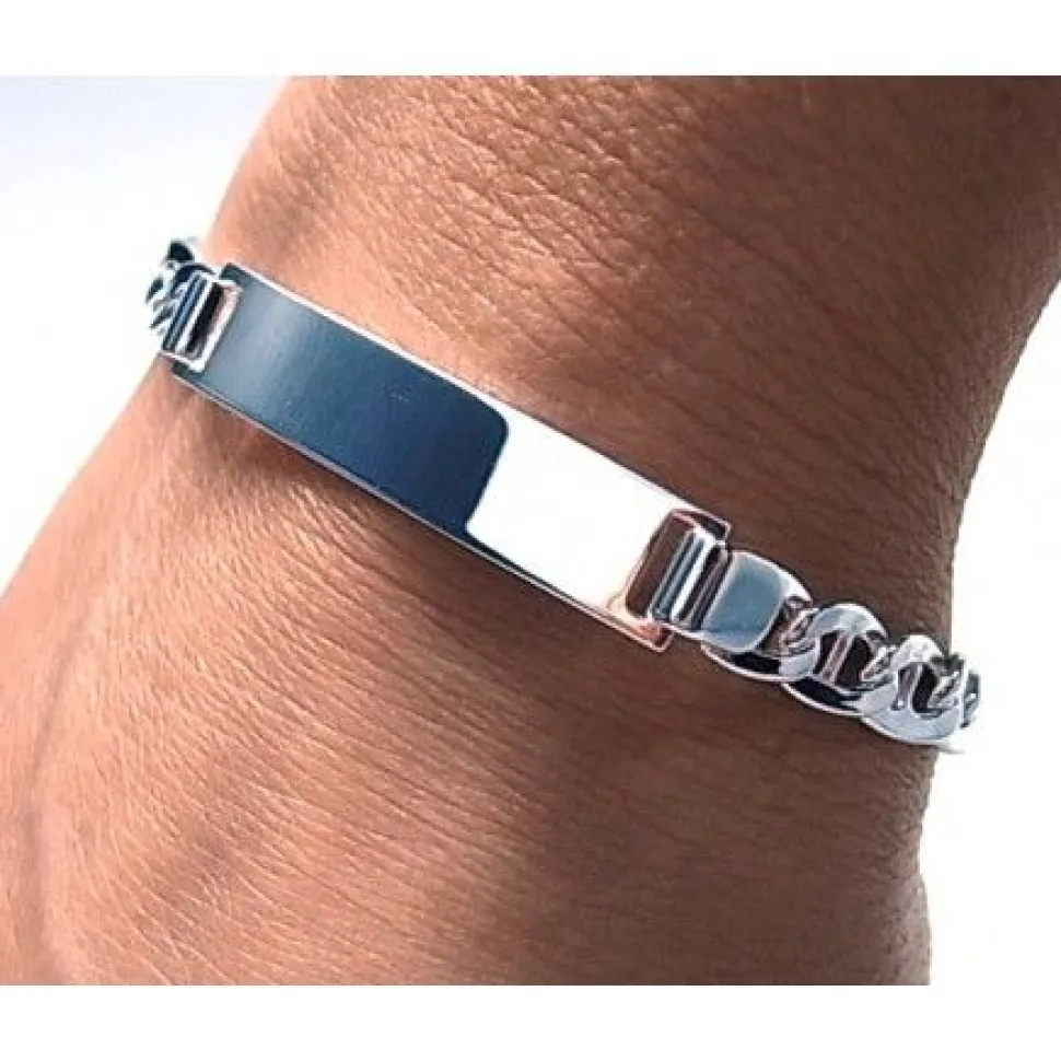 Esclava Para Hombre Hueca De Plata De Ley