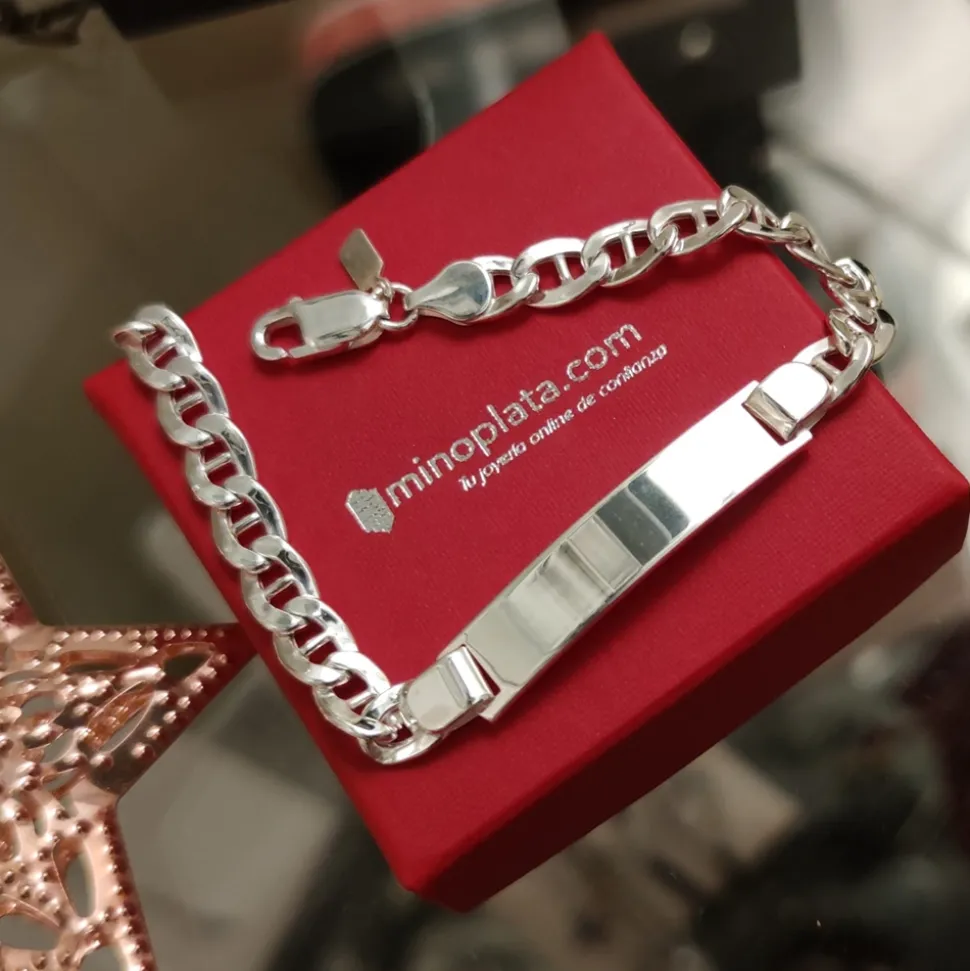Esclava Para Hombre Hueca De Plata De Ley