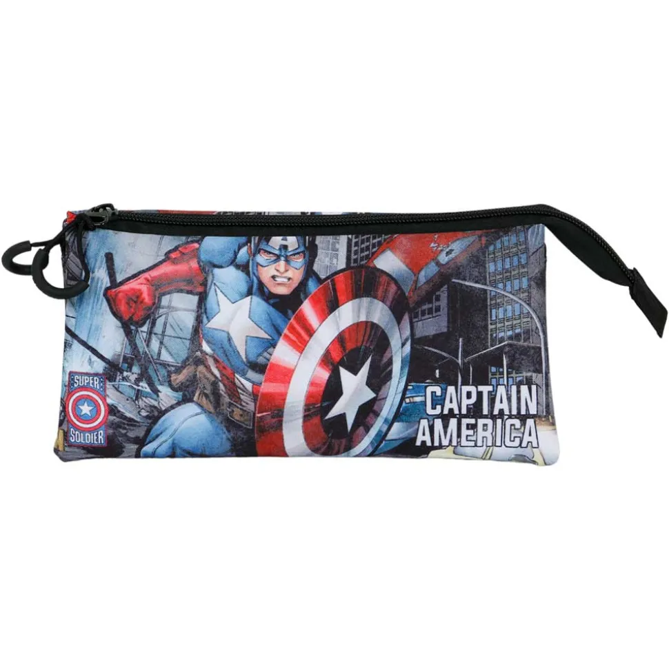 Estuche Portatodo Triple Fan Karactermania Marvel Capitán América 23x11x7 cm
