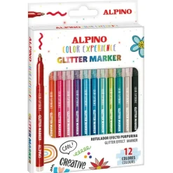 Estuche 12 rotuladores Glitter Marker Color experiencia - Alpino