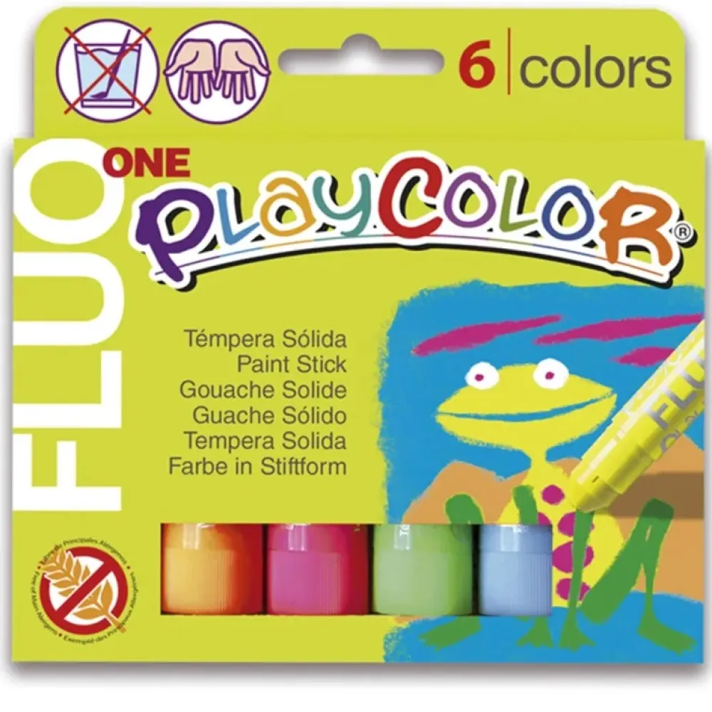 Clearance Alpino Estuche Témpera solida Playcolor Fluo One 6 colores surtidos -