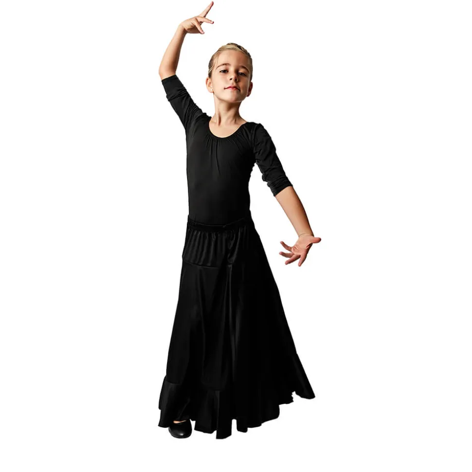 Falda Flamenca infantil negra con un volante