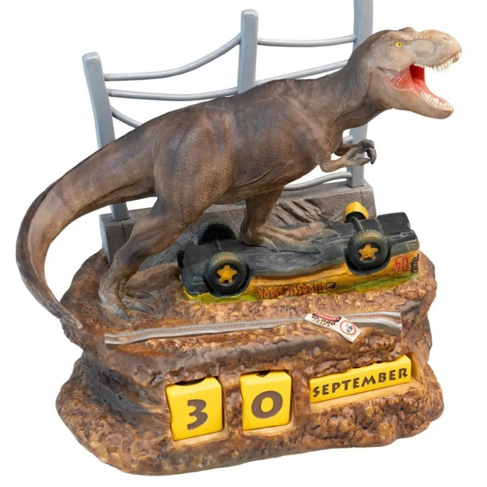 Figura Calendario Perpetuo 3D Jurassic Park Tiranosaurus Rex 18x17x13cm