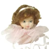 New Working House Figura Muñeca Cabeza Cerámica Tul Rosa
