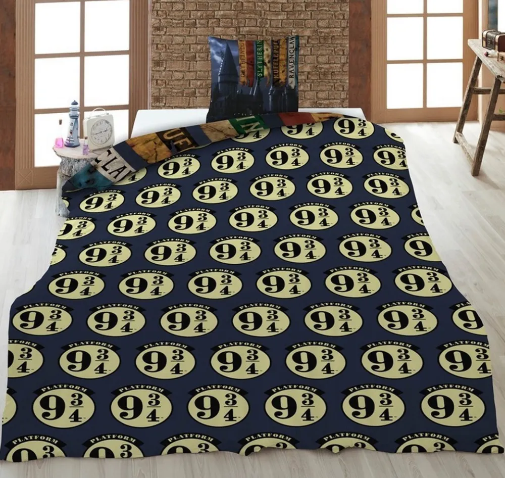 Best Aymax Funda Nórdica Reversible Harry Potter Escudo Hogwarts 9 3/4 más 1 Funda Cojín para Cama 90 ó 105cm