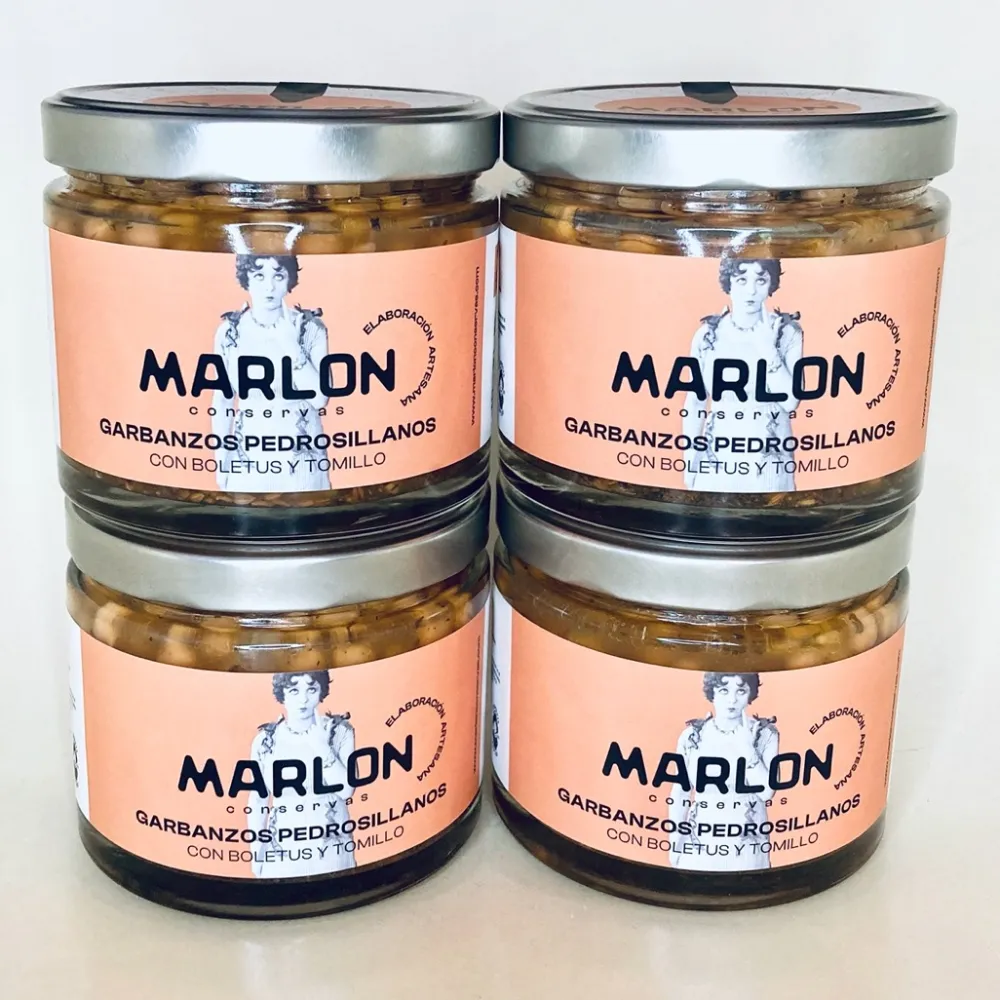 Discount MARLON conservas Garbanzos pedrosillanos con Boletus y Tomillo - 4 unidades x 580 g y 690 gr
