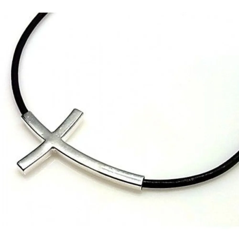 Online Gargantilla Con Cruz De Plata Y Cuero