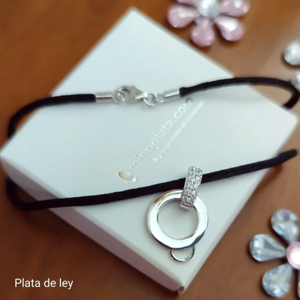 Gargantilla Con Strass Estilo Charms Con Cordon De Seda