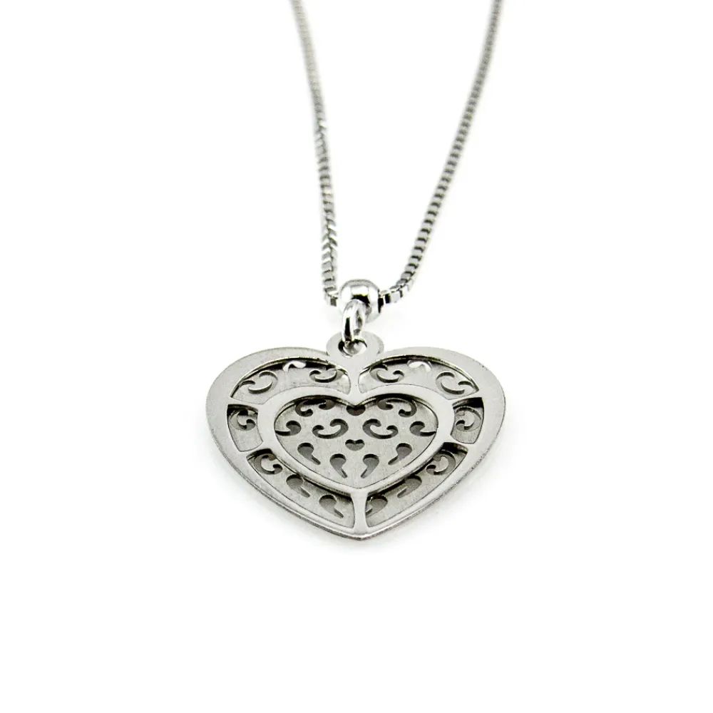 Clearance Gargantilla Corazón Doble De Plata De Ley Rodiada