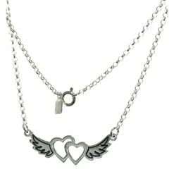 Hot Gargantilla Corazones Con Alas De Plata