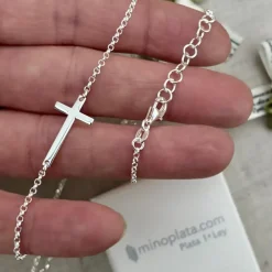Online Gargantilla Cruz Tumbada De Plata