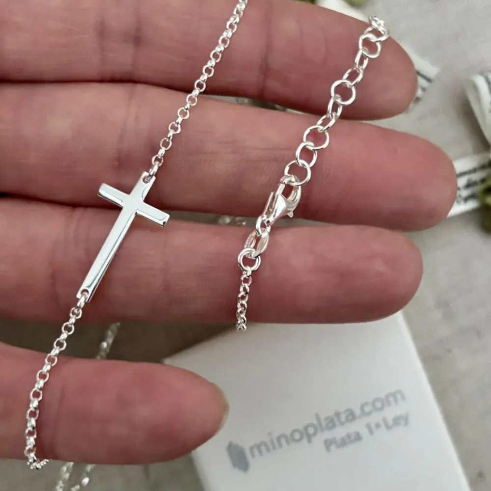 Online Gargantilla Cruz Tumbada De Plata