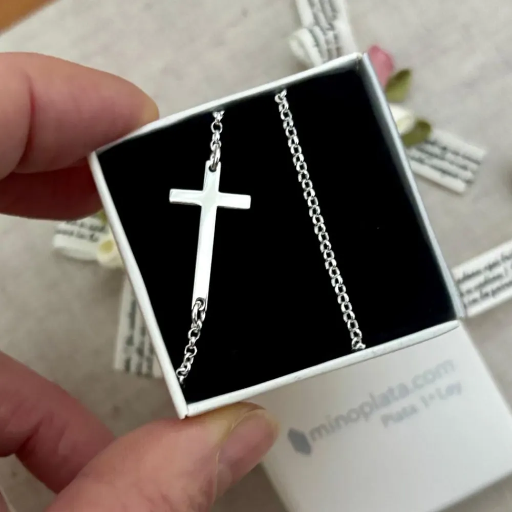 Online Gargantilla Cruz Tumbada De Plata