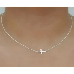 Online Gargantilla Cruz Tumbada De Plata