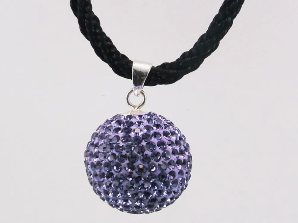 Hot Gargantilla De Plata Bola Morada Swarovski 18 Mm.