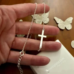Gargantilla De Plata Con Cruz Plana