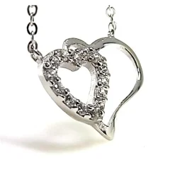 Gargantilla Doble Corazón De Plata Y Circonitas