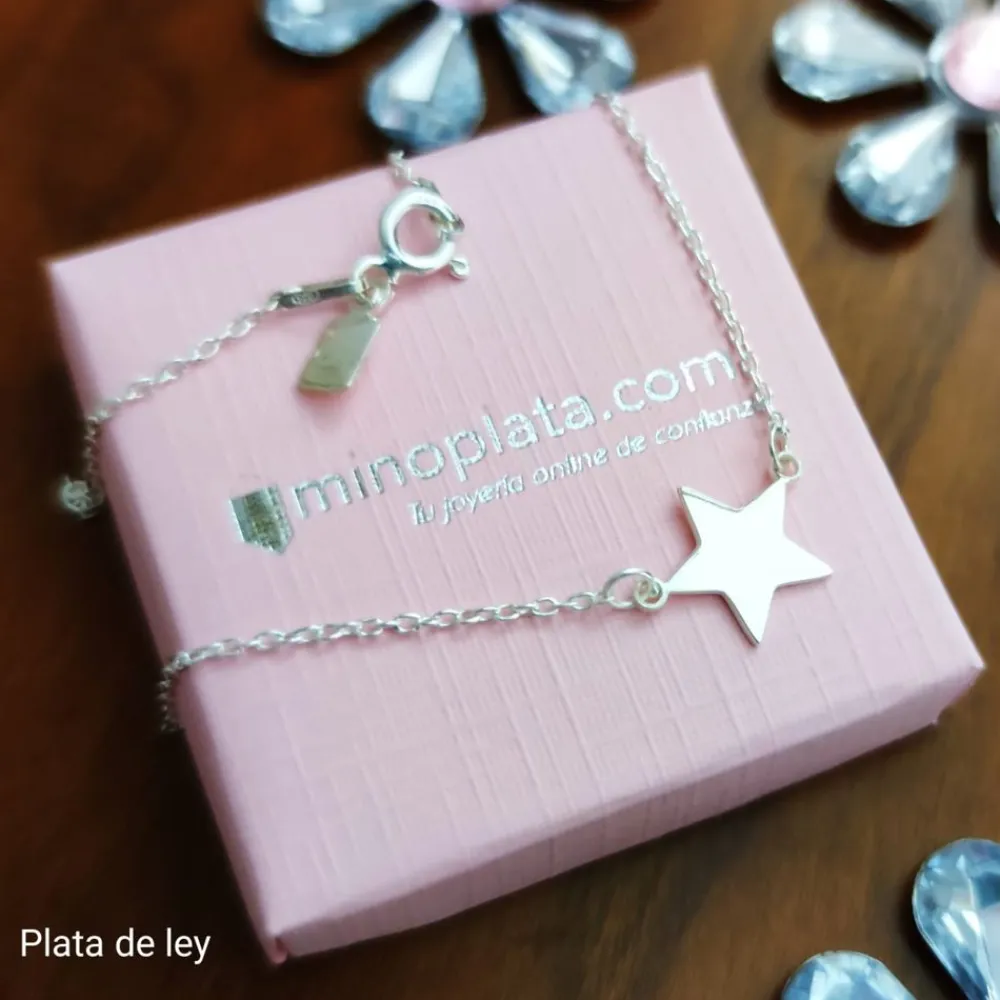 Gargantilla Estrella De Plata De Ley