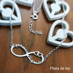 Hot Gargantilla Infinito Corazones Personalizada Nombres De Plata