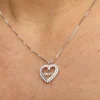 New Gargantilla Mamá Corazón Con Circonitas De Plata Rodiada