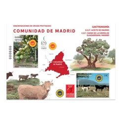 Gastronomía. D.O. Protegidas de Madrid. DOP Aceite y IGP Carne de la Sierra de Guadarrama | Hoja Bloque