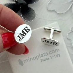 Gemelos Ovalados De Plata De Ley Personalizados Con Tus Frases
