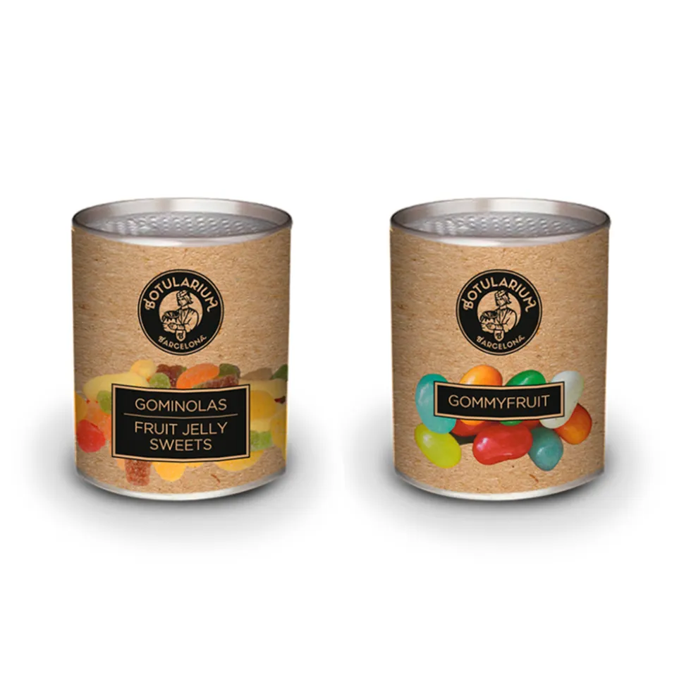 Gominolas (60g) y Gommyfruit (65g) Botularium (Pack con 5 latitas minibar de cada)